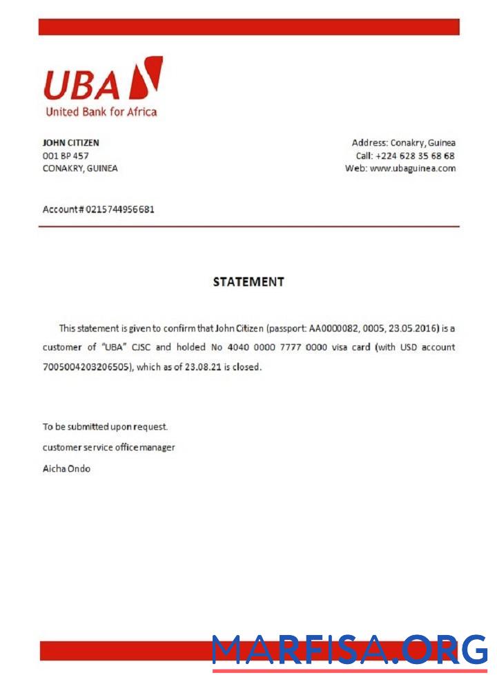 Realistic Guinea UBA closure reference sample